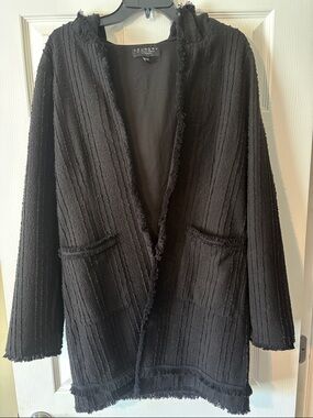 Laundry by Shelli Segal Black Textured Open-Front Jacket